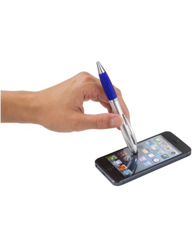 Bolígrafo con stylus plateado con empuñadura de...