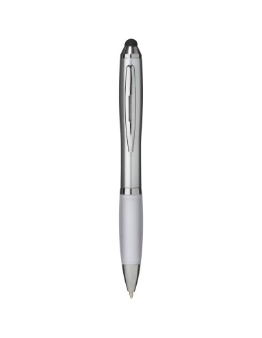 Bolígrafo con stylus plateado con empuñadura de...
