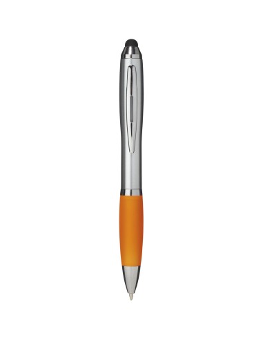 Bolígrafo con stylus plateado con empuñadura de...