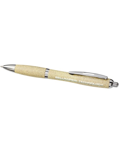 Bolígrafo de paja de trigo con punta cromada "Nash"