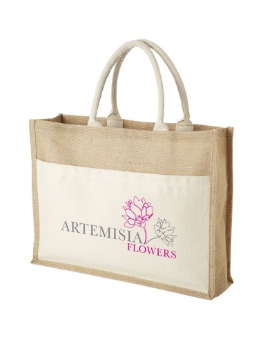 Bolsa Tote de yute con bolsillo "Mumbay"