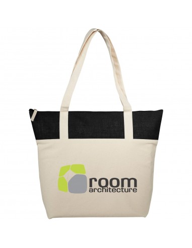 Bolsa Tote con cremallera de yute y algodón 320...