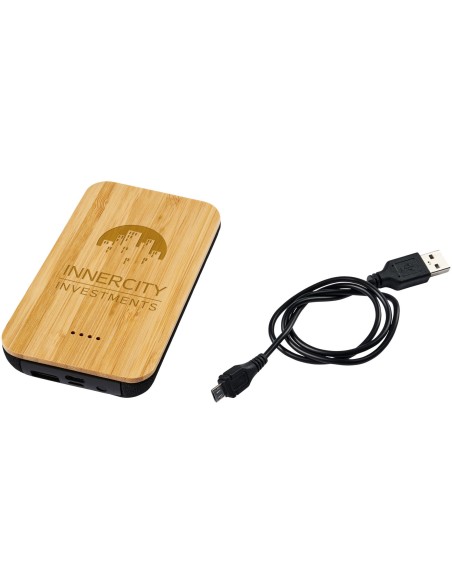 Batería externa inalámbrica de 6000 mAh de bambú/tela "Future"