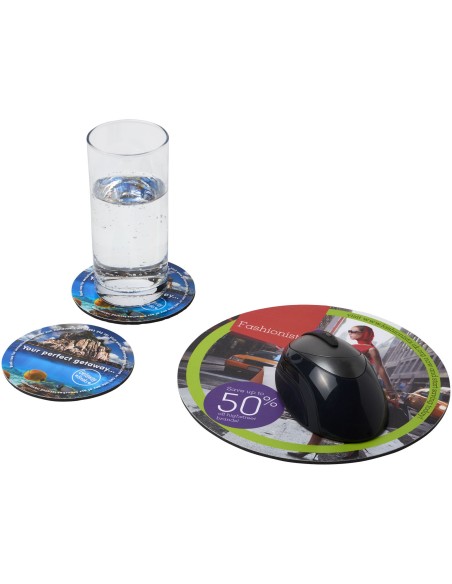Combo 5 de alfombrilla para ratón y juego de posavasos Q-Mat®
