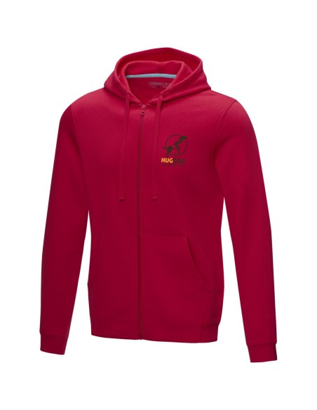 Sudadera con capucha y cremallera completa de GRS reciclado orgánico GOTS para hombre "Ruby"