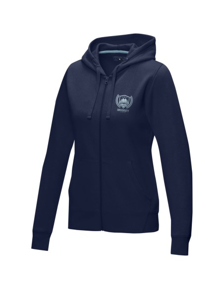 Sudadera con capucha y cremallera completa de GRS reciclado orgánico GOTS para mujer "Ruby"