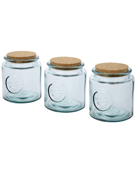 Juego de tres tarros de vidrio reciclado de 800 ml "Aire"
