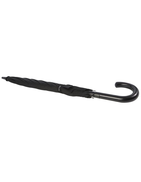 Paraguas de 23" de apertura automática con aspecto de fibra de carbono y mango curvo "Fontana"