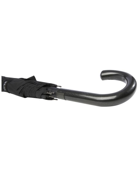 Paraguas de 23" de apertura automática con aspecto de fibra de carbono y mango curvo "Fontana"