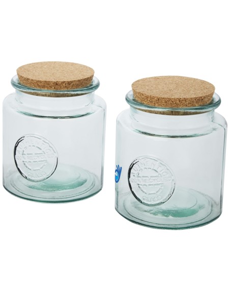 Juego de dos recipientes de vidrio reciclado de 1500 ml "Aire"