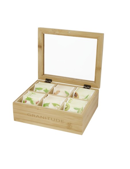 Caja de té de bambú "Ocre"