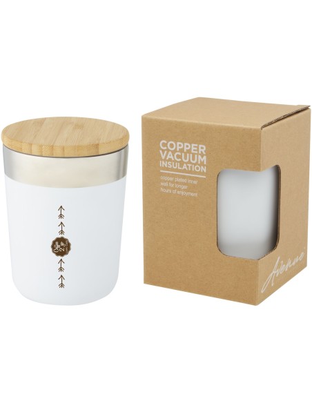 Vaso de 300 ml de acero inoxidable con aislamiento al vacío de cobre y tapa de bambú "Lagan"