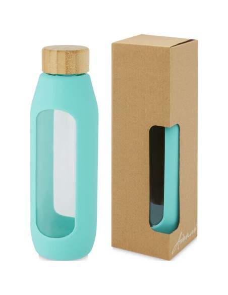 Botella de vidrio borosilicato de 600 ml con agarre de silicona "Tidan"