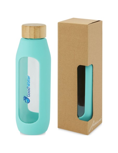 Botella de vidrio borosilicato de 600 ml con agarre de silicona "Tidan"