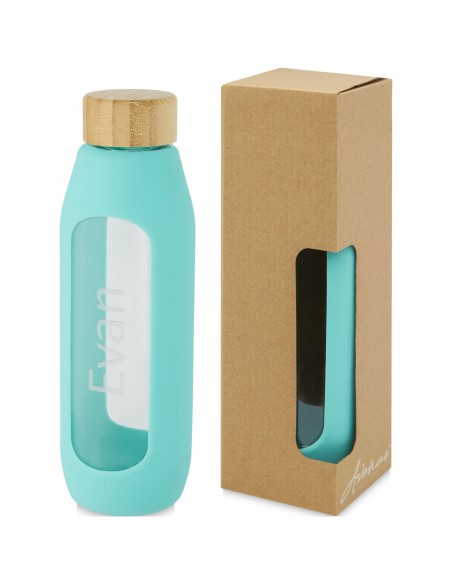 Botella de vidrio borosilicato de 600 ml con agarre de silicona "Tidan"