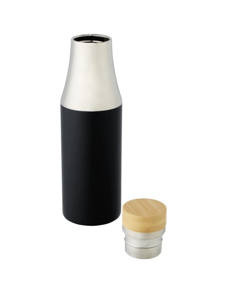 Botella de acero inoxidable con aislamiento al vacío de cobre de 540 ml con tapa de bambú "Hulan"