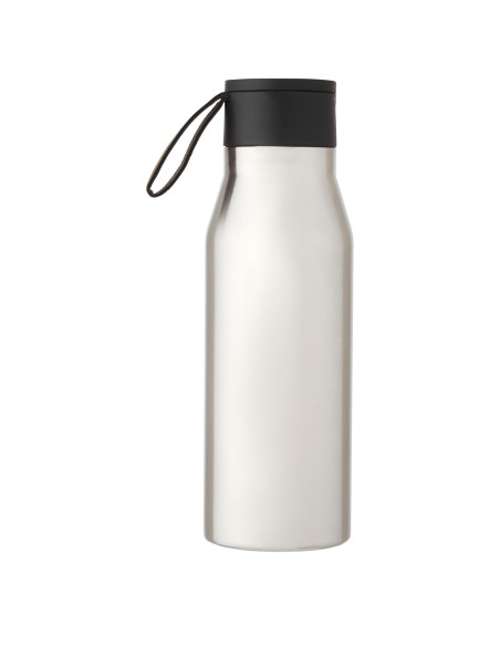 Botella de acero inoxidable con aislamiento al vacío de cobre de 500 ml con tapa y correa de cuero de poliuretano "Ljungan"