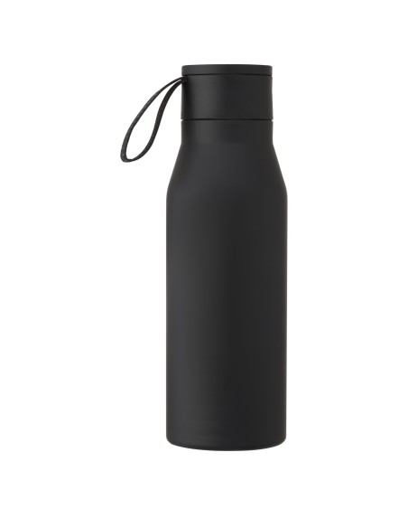 Botella de acero inoxidable con aislamiento al vacío de cobre de 500 ml con tapa y correa de cuero de poliuretano "Ljungan"