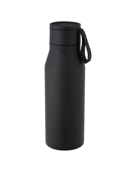 Botella de acero inoxidable con aislamiento al vacío de cobre de 500 ml con tapa y correa de cuero de poliuretano "Ljungan"