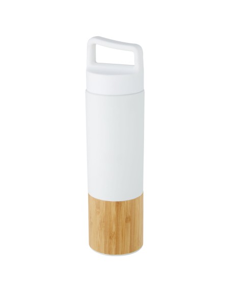 Botella de acero inoxidable con aislamiento al vacío de cobre de 540 ml con pared exterior de bambú "Torne"