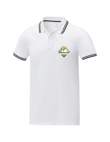Polo de manga corta con ribete para hombre...