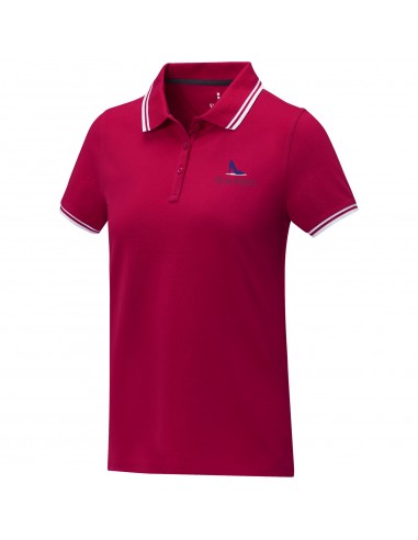 Polo de manga corta con ribete para mujer...