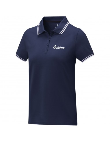 Polo de manga corta con ribete para mujer...