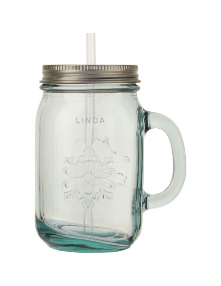 Taza de vidrio reciclado con pajita "Juggo"