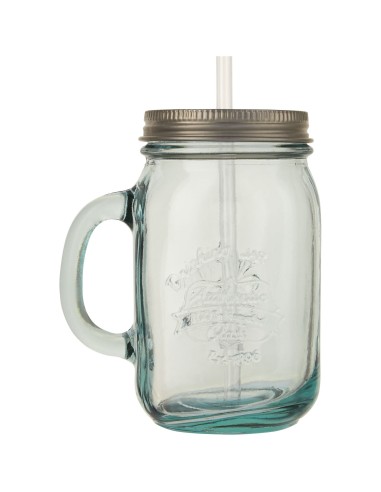 Taza de vidrio reciclado con pajita "Juggo"