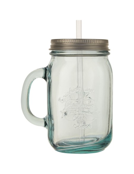 Taza de vidrio reciclado con pajita "Juggo"