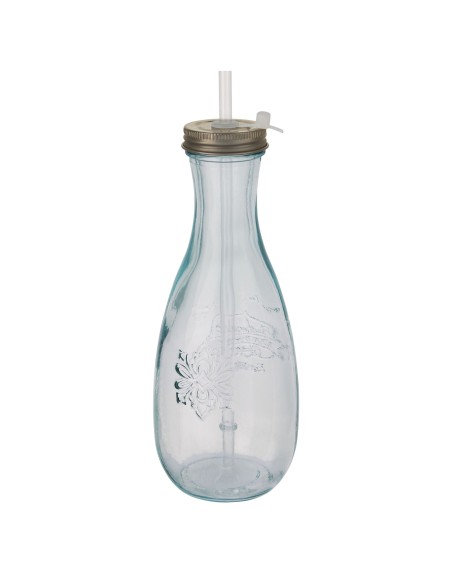 Botella de vidrio reciclado con pajita "Polpa"