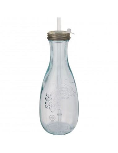 Botella de vidrio reciclado con pajita "Polpa"