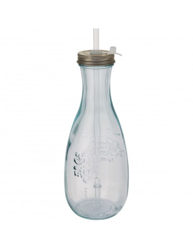 Botella de vidrio reciclado con pajita "Polpa"