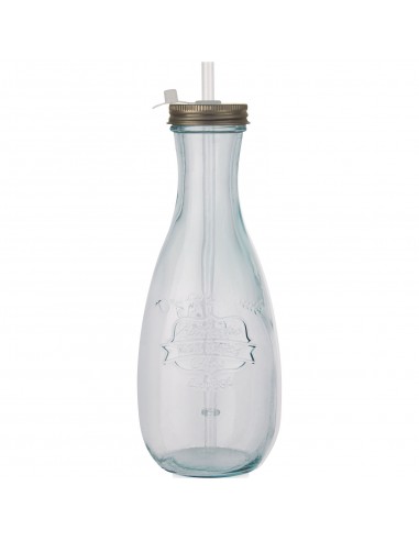 Botella de vidrio reciclado con pajita "Polpa"