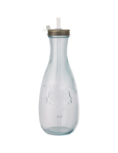 Botella de vidrio reciclado con pajita "Polpa"