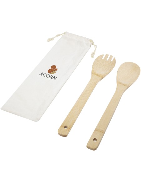 Cuchara y tenedor de bambú para ensalada "Endiv"