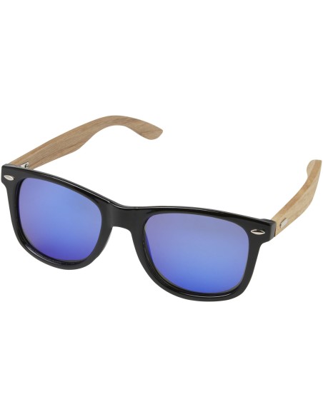 Gafas de sol polarizadas con cristal de espejo de PET reciclado/madera en caja de regalo "Hiru"