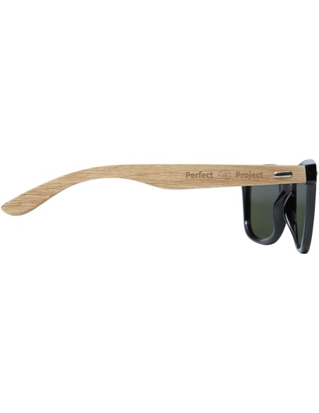 Gafas de sol polarizadas con cristal de espejo de PET reciclado/madera en caja de regalo "Hiru"