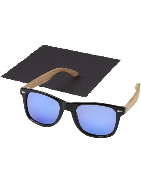 Gafas de sol polarizadas con cristal de espejo de PET reciclado/madera en caja de regalo "Hiru"