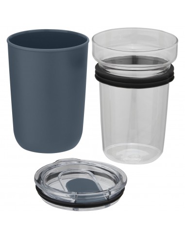 Vaso de vidrio de 420 ml con pared exterior de...