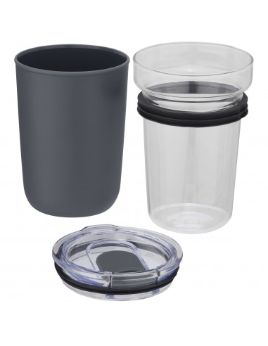 Vaso de vidrio de 420 ml con pared exterior de...