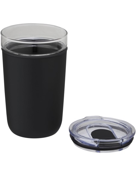 Vaso de vidrio de 420 ml con pared exterior de plástico reciclado "Bello"