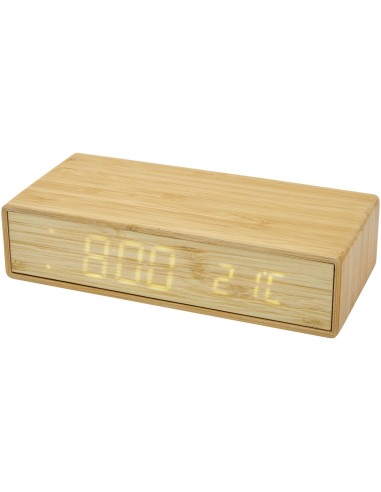 Cargador inalámbrico de bambú con reloj "Minata"
