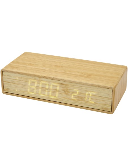 Cargador inalámbrico de bambú con reloj "Minata"