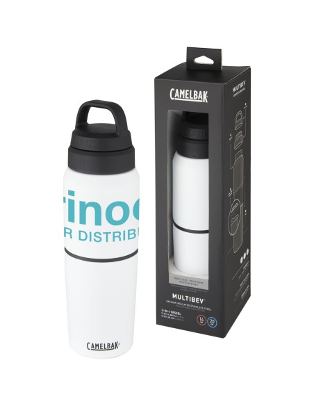 Bidón de acero inoxidable con aislamiento al vacío de 500 ml y vaso de 350 ml "MultiBev"