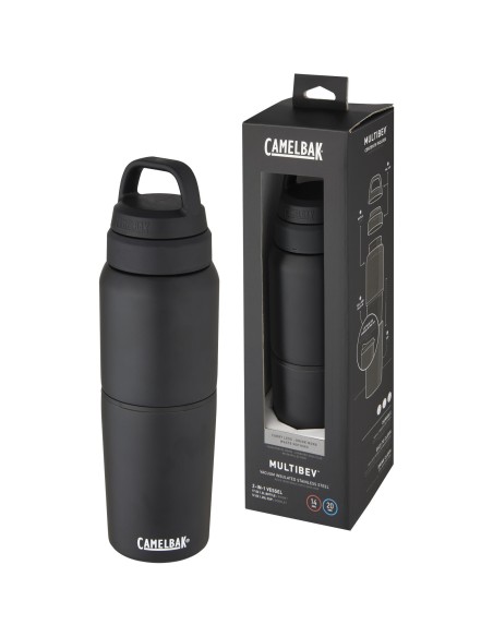 Bidón de acero inoxidable con aislamiento al vacío de 500 ml y vaso de 350 ml "MultiBev"