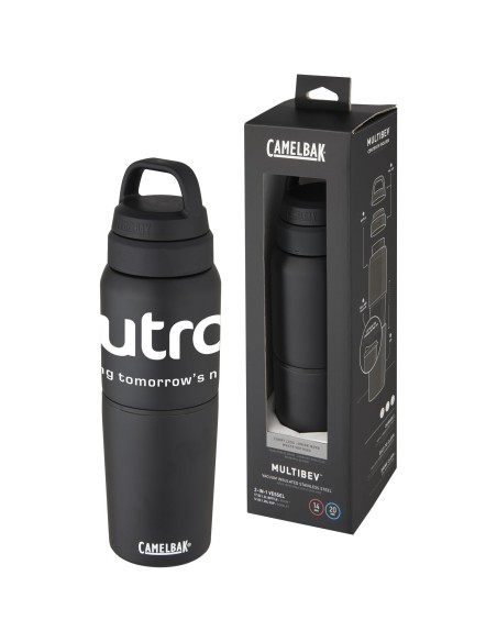 Bidón de acero inoxidable con aislamiento al vacío de 500 ml y vaso de 350 ml "MultiBev"