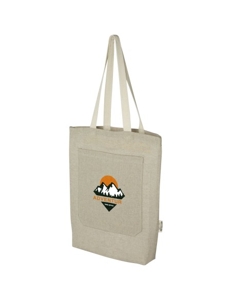 Bolsa Tote de algodón reciclado de 150 g/m² con bolsillo delantero de 9 litros "Pheebs"