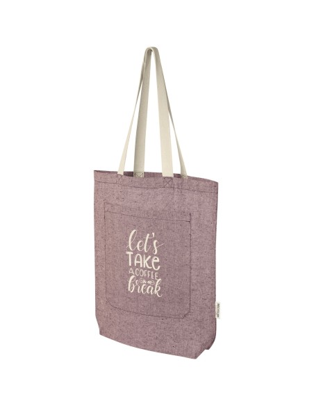Bolsa Tote de algodón reciclado de 150 g/m² con bolsillo delantero de 9 litros "Pheebs"