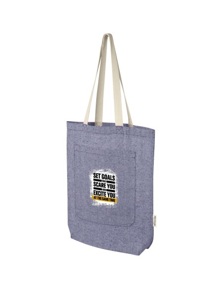 Bolsa Tote de algodón reciclado de 150 g/m² con bolsillo delantero de 9 litros "Pheebs"